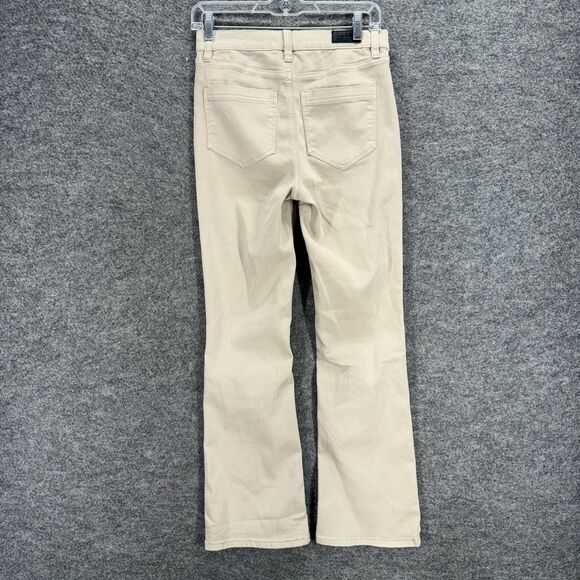 Nicole Miller Pants Women 4 Beige High Rise Bootcut Soho Flat Front Cotton - Picture 2 of 9